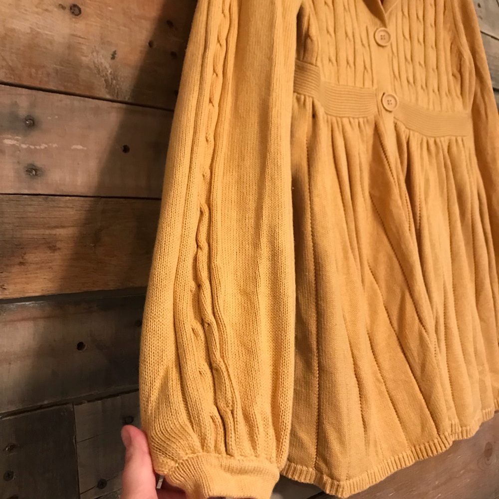 Sonoma mustard yellow buttoned knit sweater - Picture 4 of 5